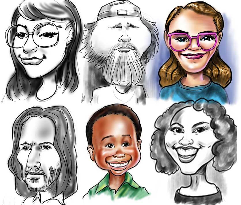 Corporate Caricature artist funny face samples